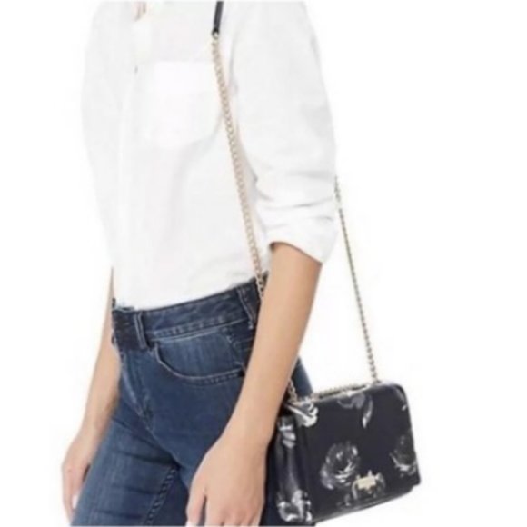 Kate Spade Briar Lane Night Rose Mini Emelyn Shoulder Leather Handbag purse nwot - Picture 3 of 7